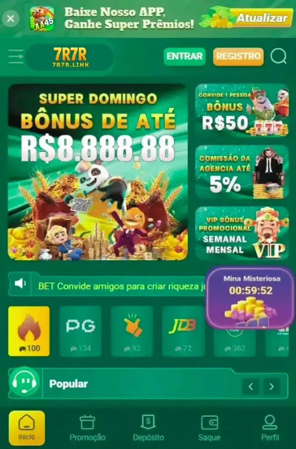 Download do aplicativo 7R7R com acesso rápido aos jogos